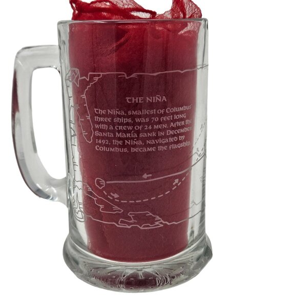 VTG Long John Silvers Columbus Voyage Nautical Sailing Ships Glass Mug Set of 3 - Picture 10 of 16